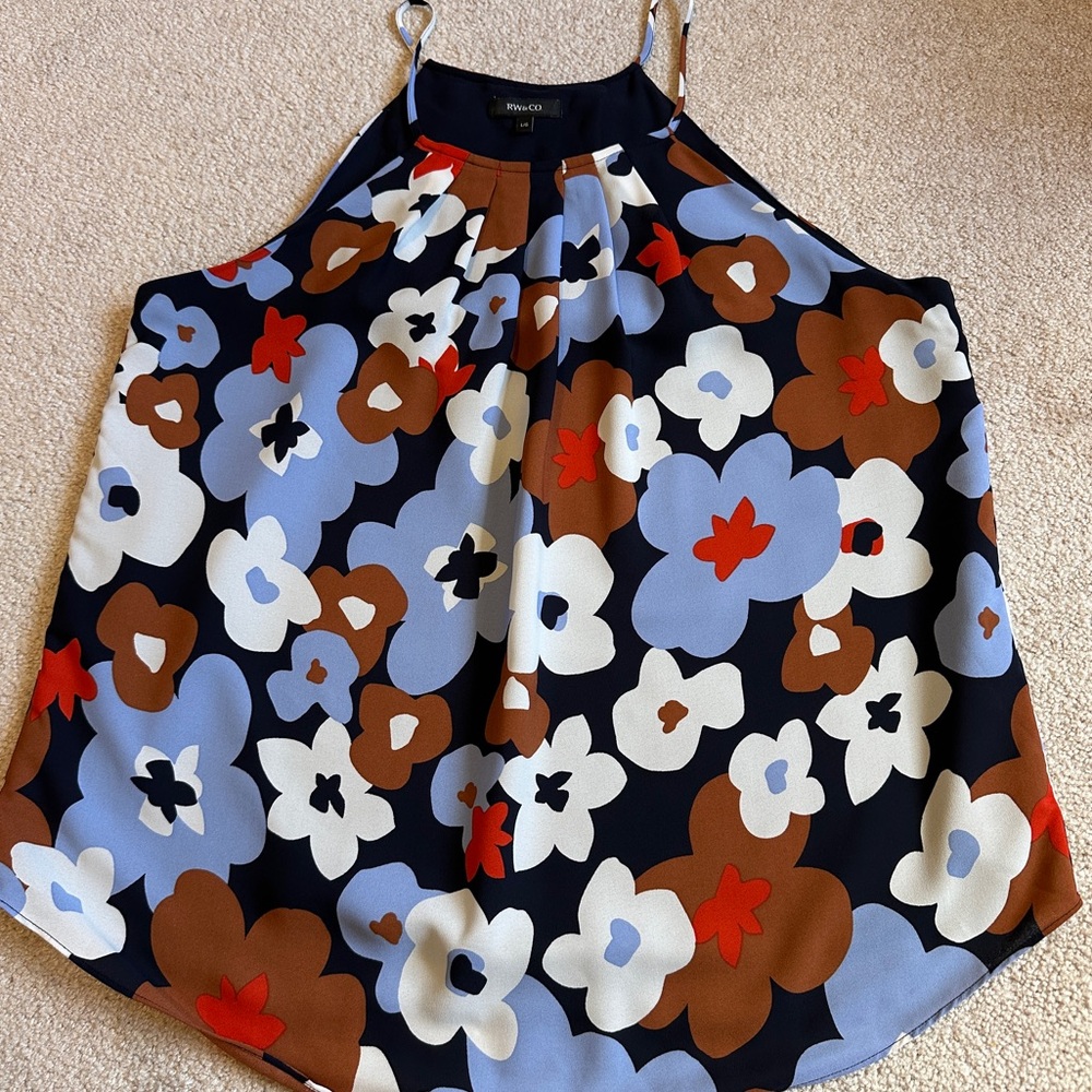 RW&Co bold color-pop floral blouse / camisole / tanktop Lg